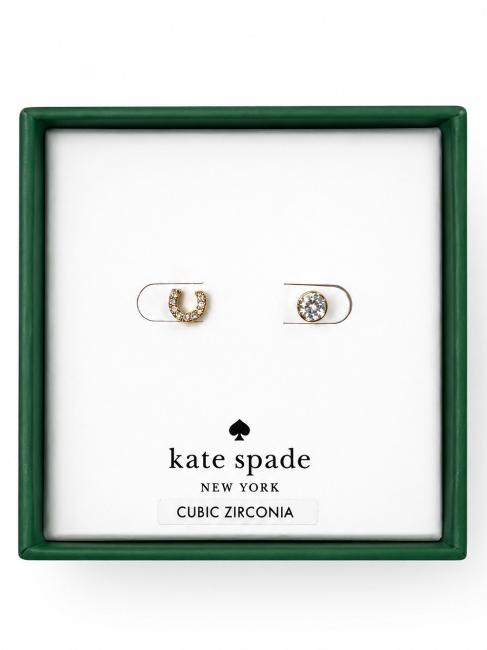 kate spade Gold Mismatched Horseshoe and Round Cubic Zirconia Stud Earrings